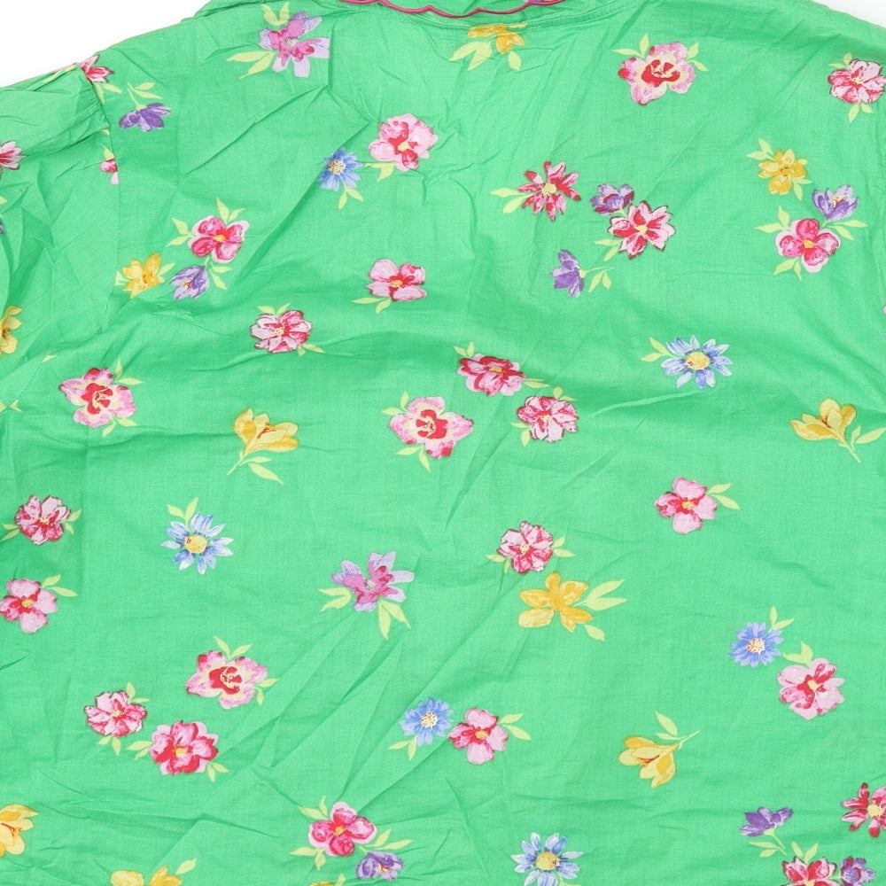 Brand and care label for Nobody's Child women’s green floral 100% cotton top pyjama top, size UK 16, button -, size UK 16-18
