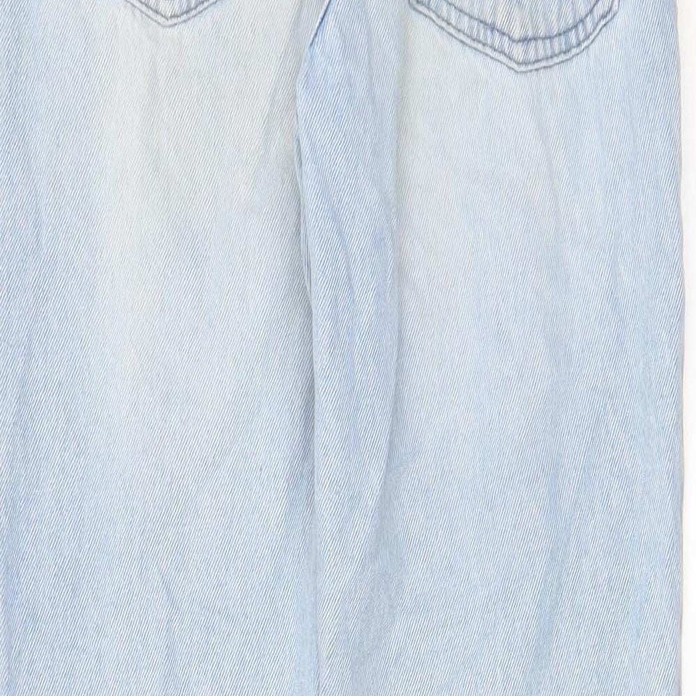 Brand and care label for Denim & Co. girls’ blue cotton straight jeans, size 11-12, years, 27-inch leg regular zip - pockets