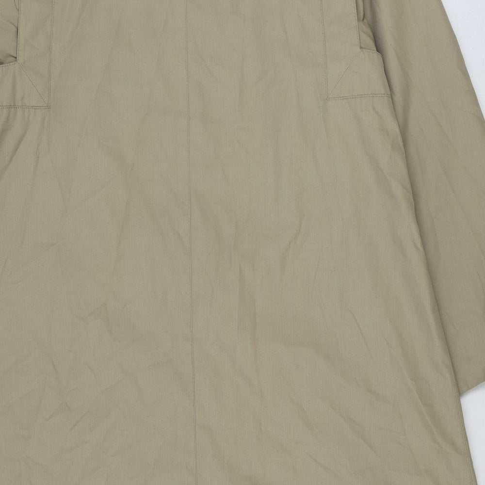Brand and care label for Canda women’s beige overcoat coat, size UK 14, button