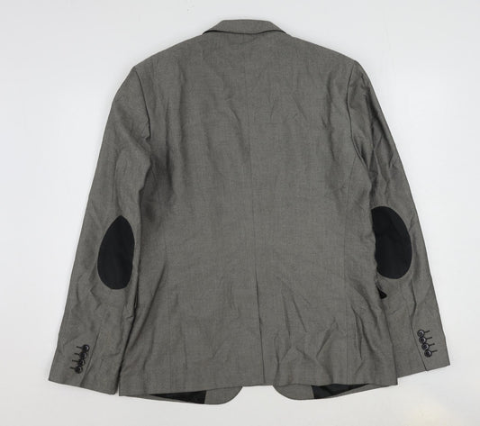 H&M Mens Grey Cotton Jacket Suit Jacket Size 44 Regular