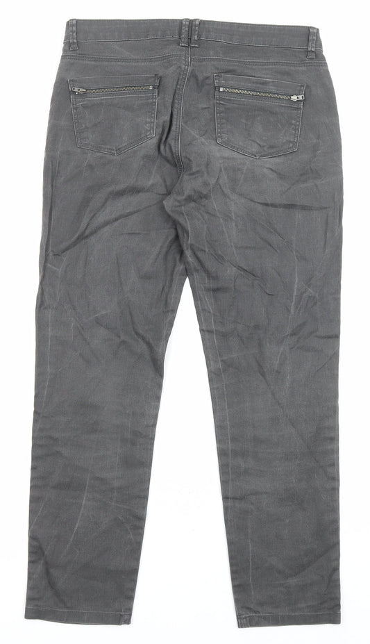 1.2.3 Paris Womens Grey Cotton Straight Jeans Size 8 L26 in Regular Zip - Pockets