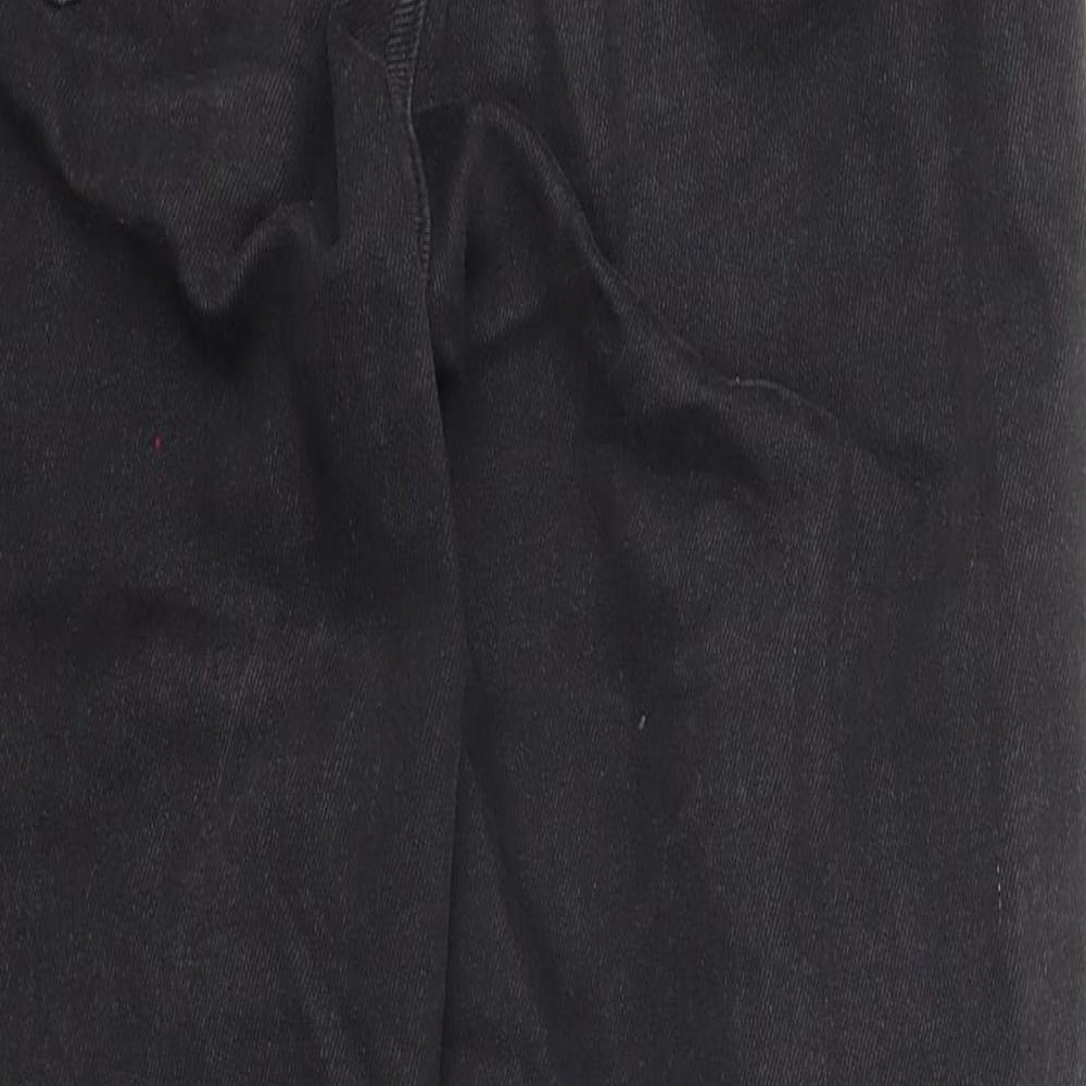 Brand and care label for Denim & Co. women’s black cotton straight jeans, size UK 6, 24-inch leg regular zip - pockets