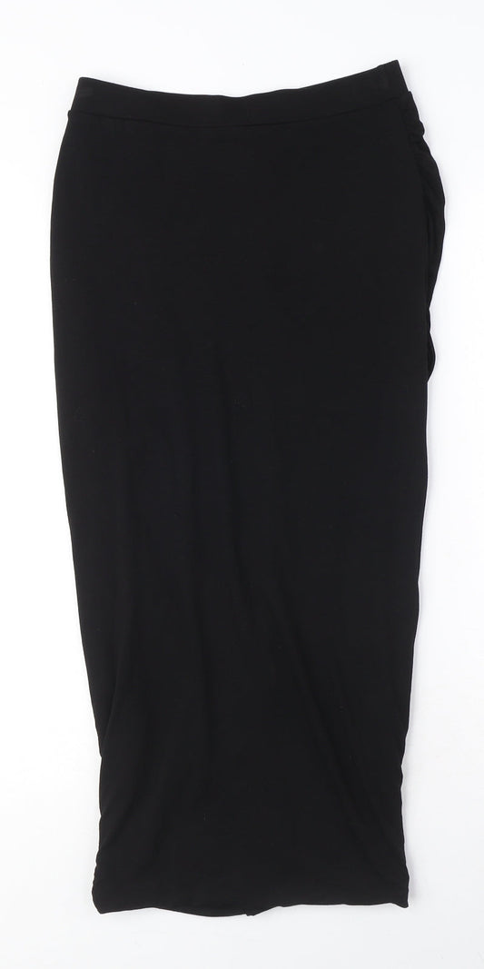 Matea Womens Black Rayon Peasant Skirt Size 10 - Ruched detail