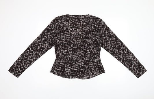 Brave Soul Womens Black Geometric Polyester Basic Button-Up Size M V-Neck