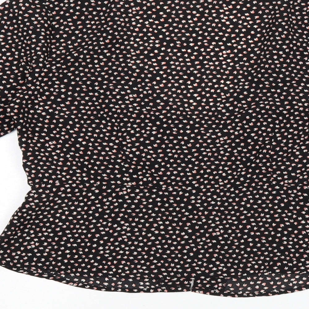Brave Soul Womens Black Geometric Polyester Basic Button-Up Size M V-Neck