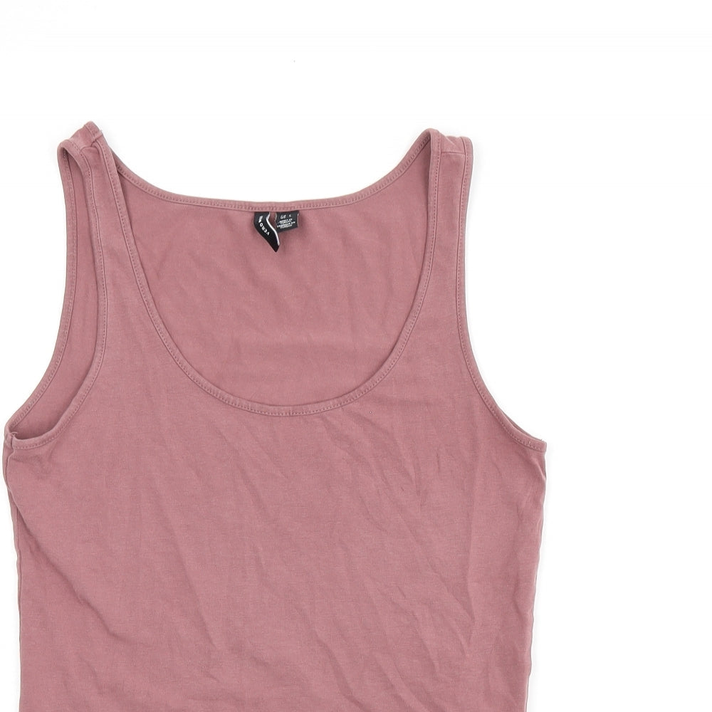 VERO MODA Womens Pink Cotton Jersey Tank Size 6 Scoop Neck