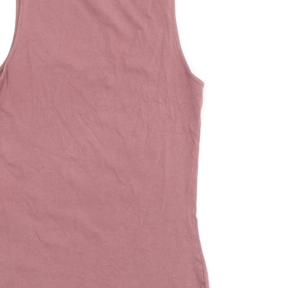 VERO MODA Womens Pink Cotton Jersey Tank Size 6 Scoop Neck