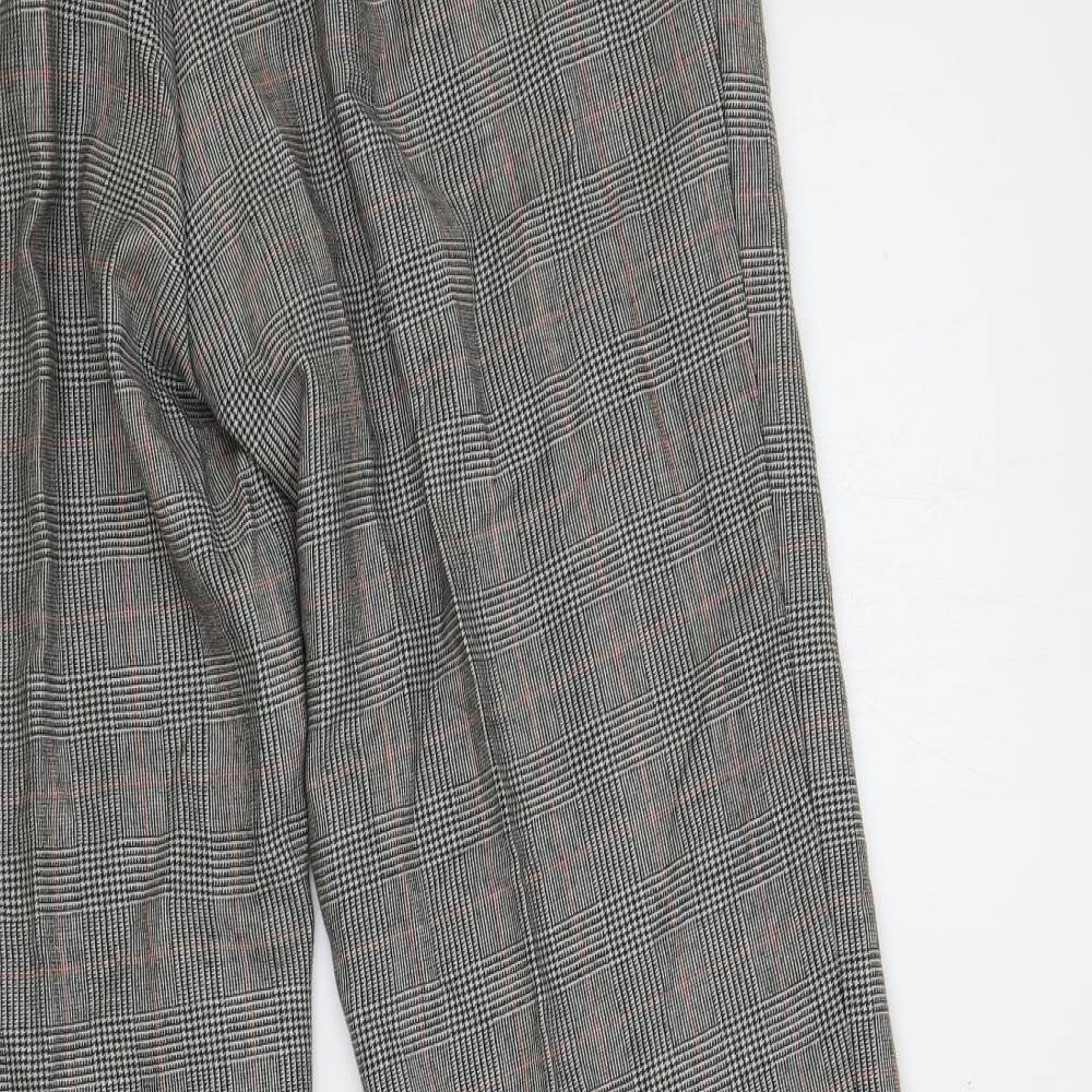 Brand and care label for Savoy Taylors men’s grey plaid wool dress pants trousers, size 34, in, 28-inch leg regular zip