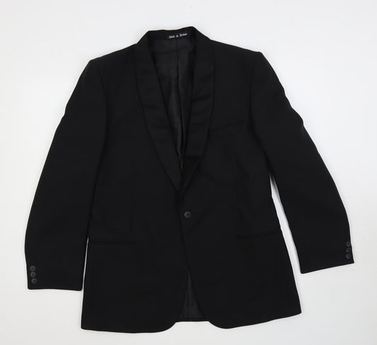 Dunn & Co Mens Black Polyester Tuxedo Suit Jacket Size 36 Regular