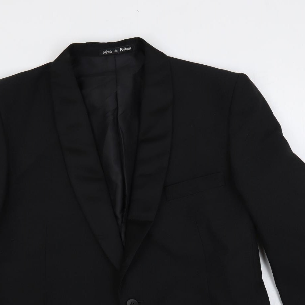 Dunn & Co Mens Black Polyester Tuxedo Suit Jacket Size 36 Regular