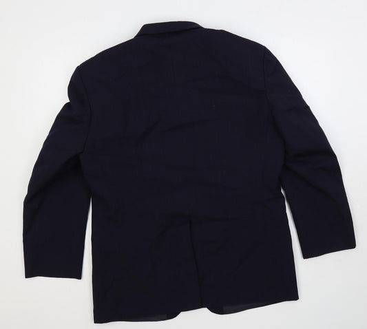 Burton Mens Blue Striped Wool Jacket Suit Jacket Size 44 Regular