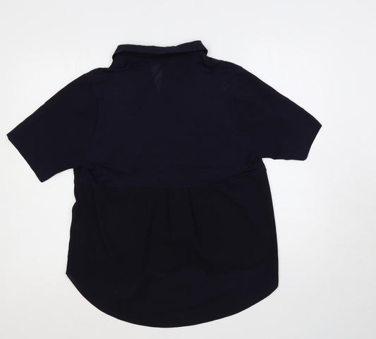 French Connection Womens Blue Polyester Basic Polo Size S Collared