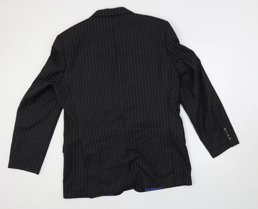 NEXT Mens Black Striped Wool Jacket Suit Jacket Size 44 Regular