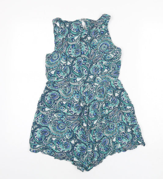 Brave Soul Womens Multicoloured Paisley Viscose Romper One-Piece Size S Zip