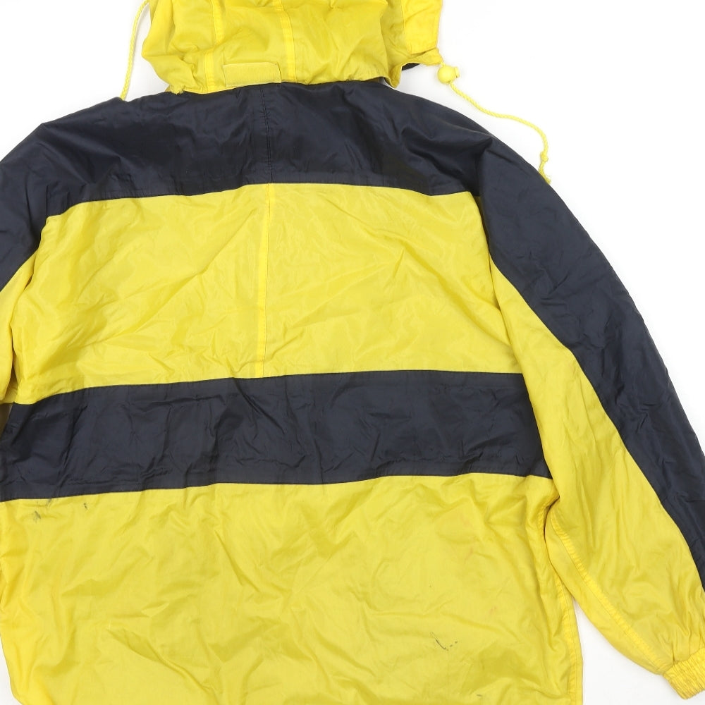 Brand and care label for Rukka girls’ yellow colourblock jacket, size 11-12, years zip - age 11-13 years