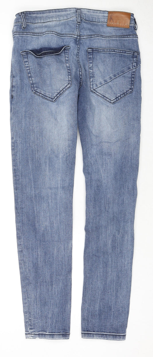 Ringspun Mens Blue Cotton Skinny Jeans Size 30 in L30 in Regular Zip