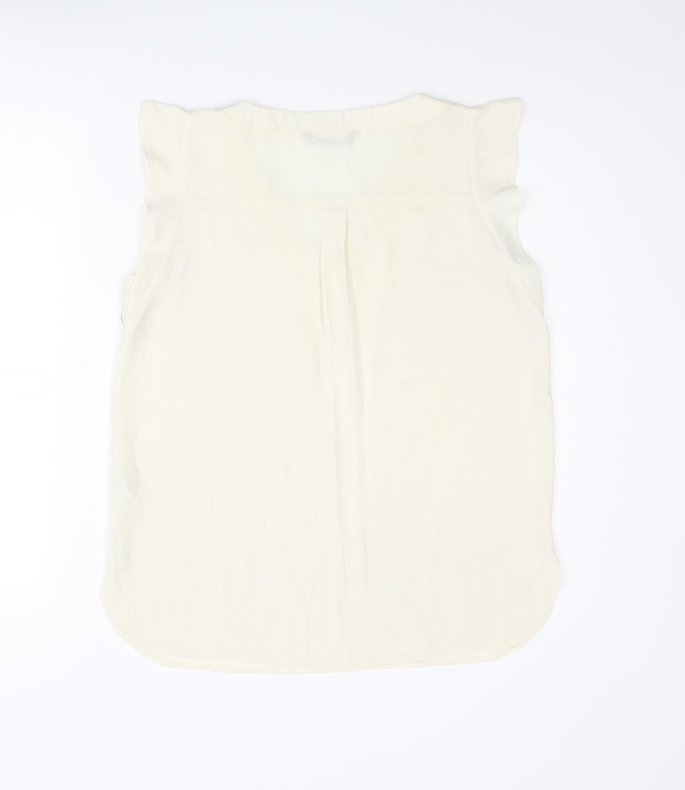 Dunnes Stores Womens Ivory Polyester Basic Blouse Size 12 V-Neck
