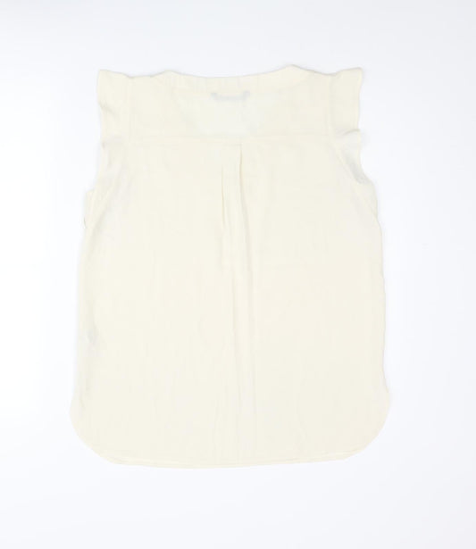 Dunnes Stores Womens Ivory Polyester Basic Blouse Size 12 V-Neck