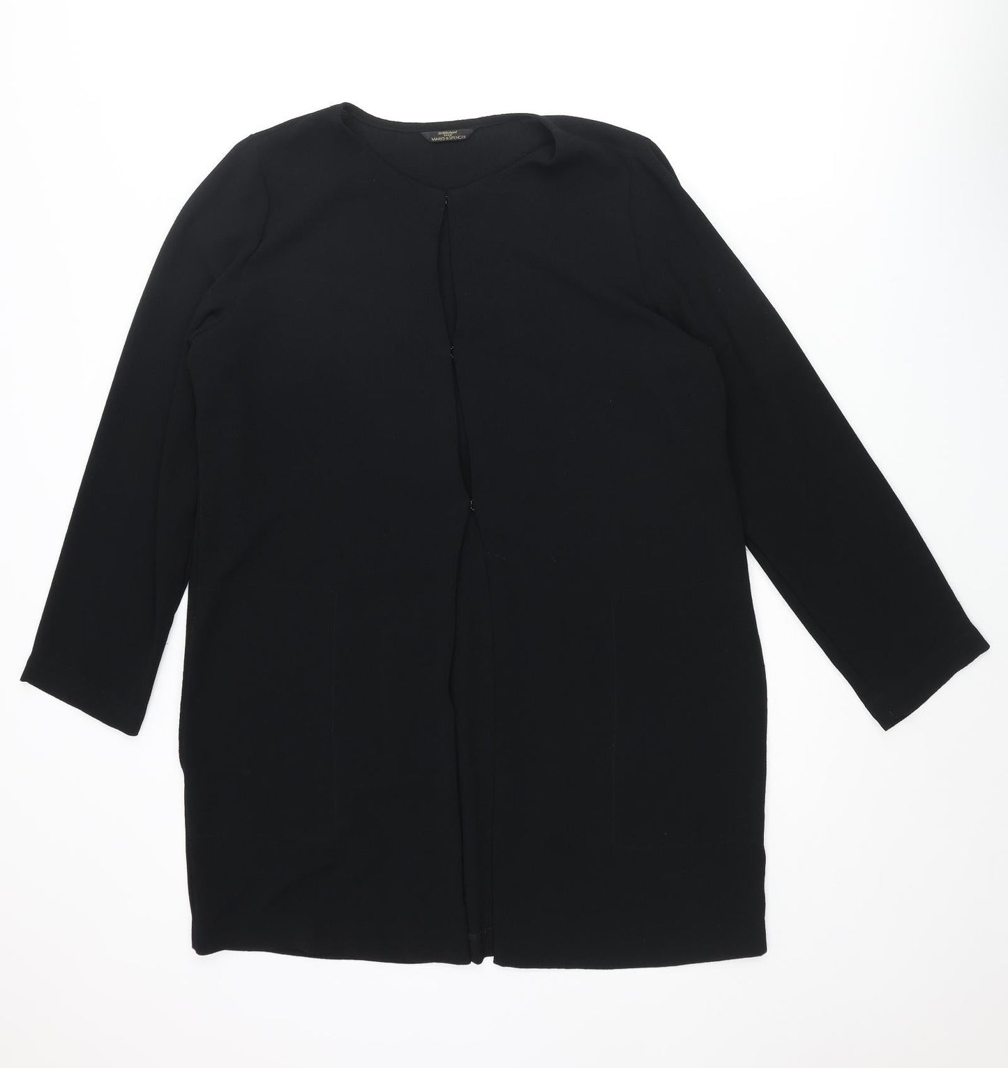 St Michael Womens Black Polyester Tunic Blouse Size 12 Round Neck