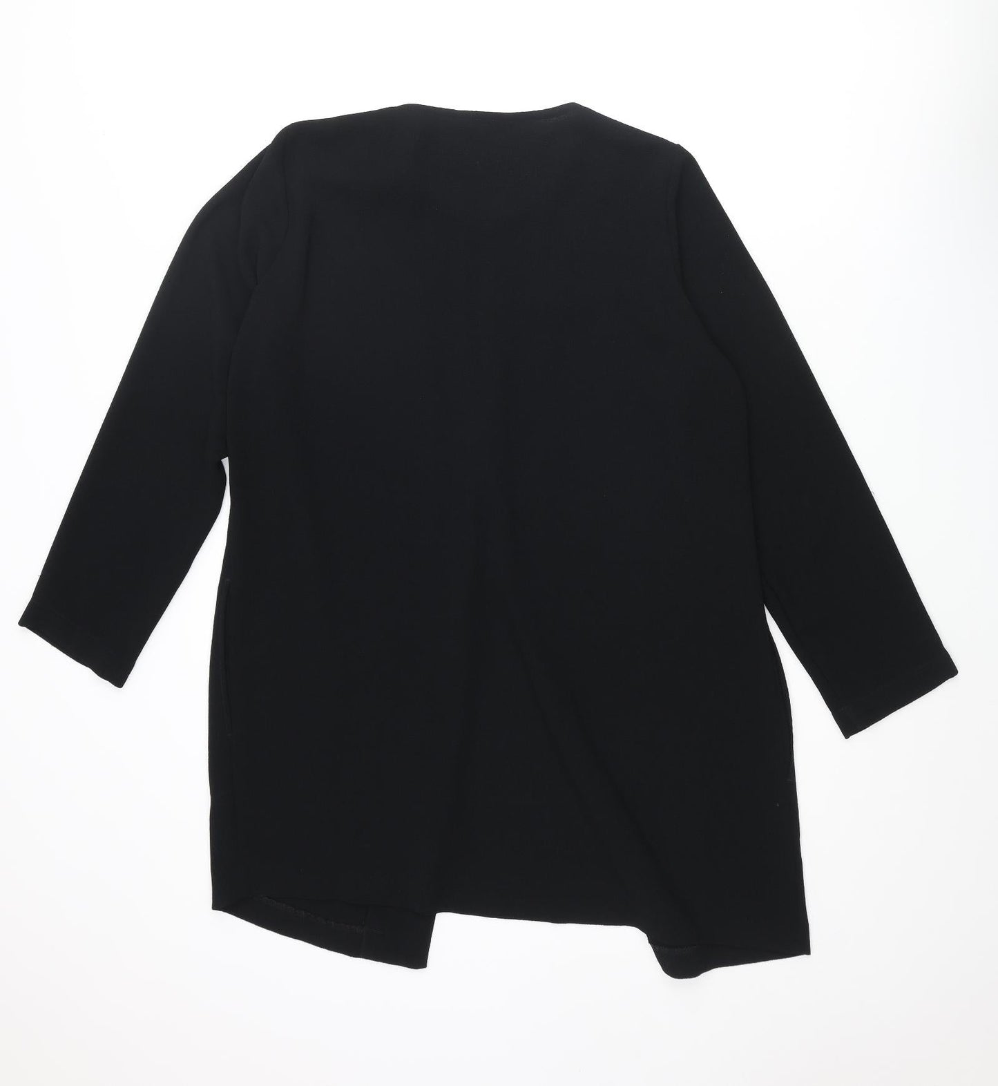 St Michael Womens Black Polyester Tunic Blouse Size 12 Round Neck