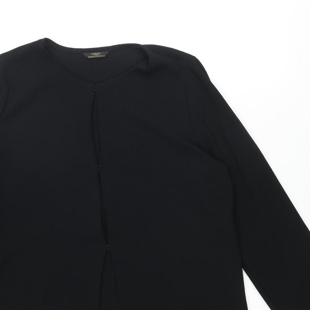 St Michael Womens Black Polyester Tunic Blouse Size 12 Round Neck