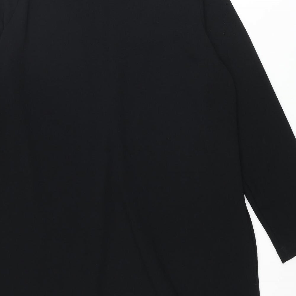 St Michael Womens Black Polyester Tunic Blouse Size 12 Round Neck
