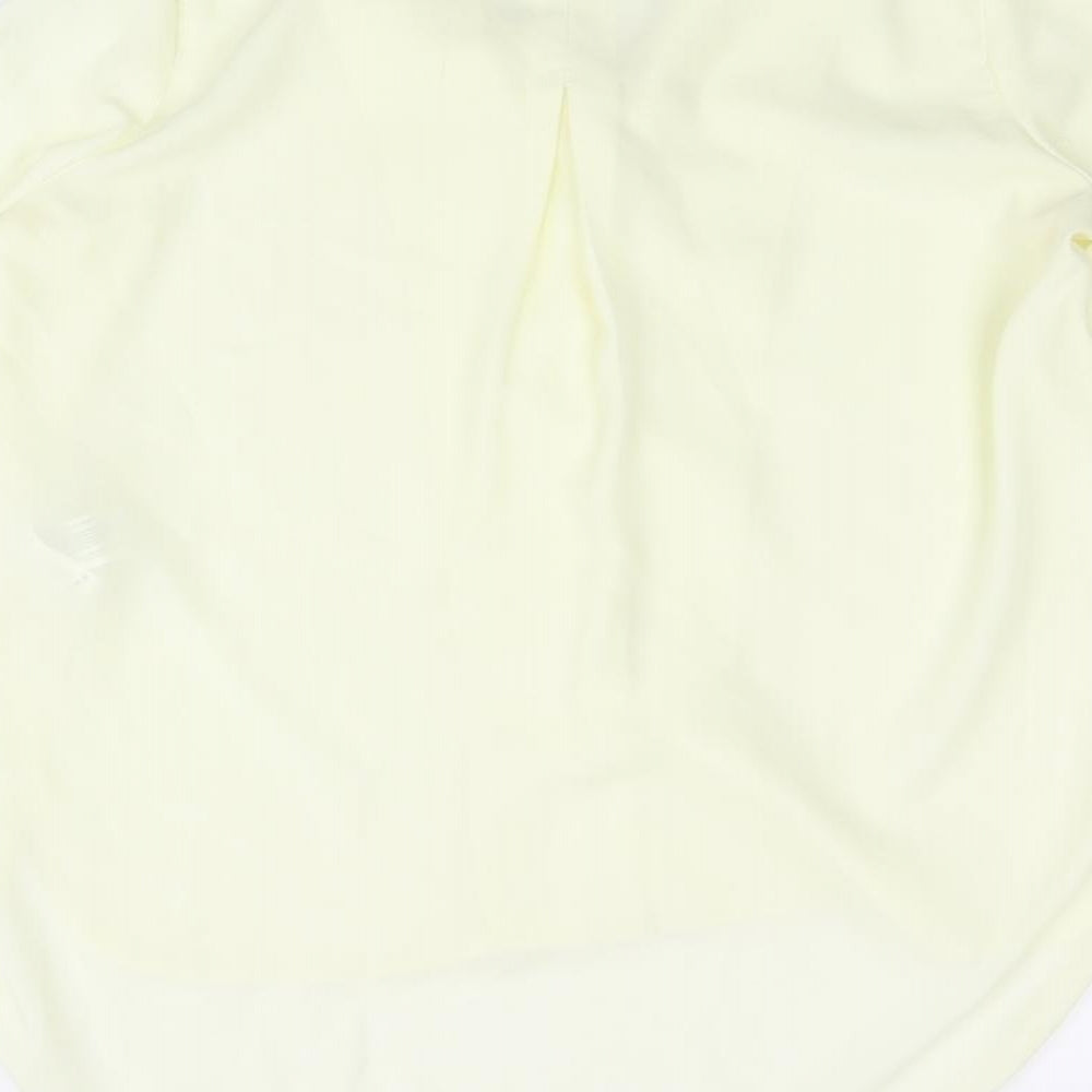 Axel Womens Yellow Polyester Basic Blouse Size 8 V-Neck - Frill