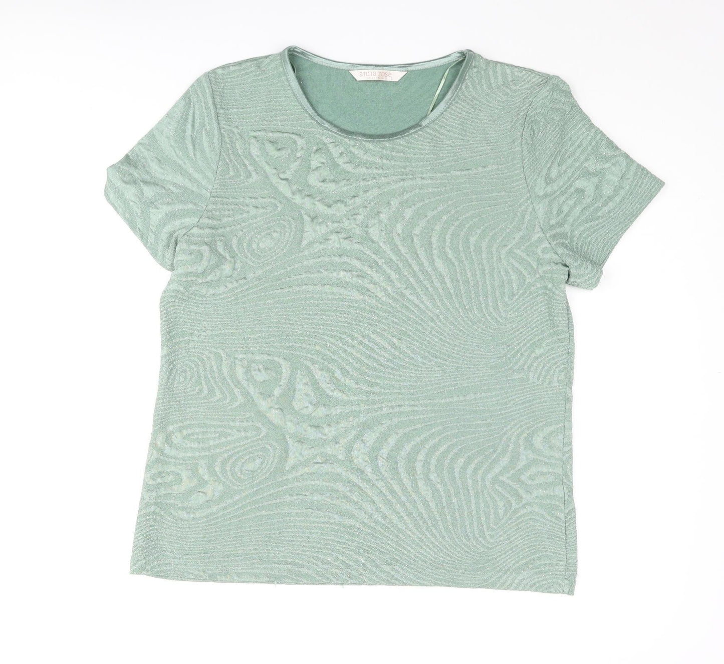 Anna Rose Womens Gold Polyester Basic T-Shirt Size L Round Neck