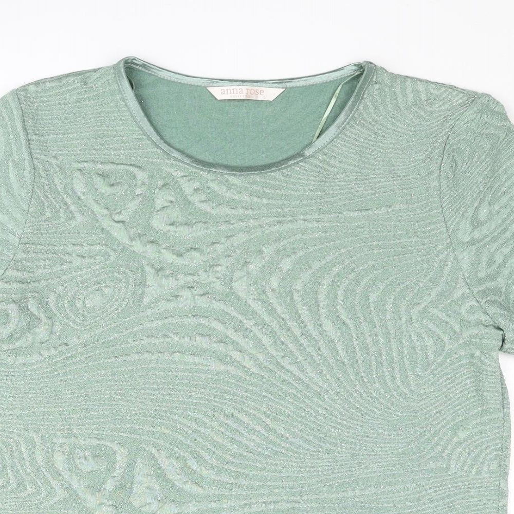 Anna Rose Womens Gold Polyester Basic T-Shirt Size L Round Neck