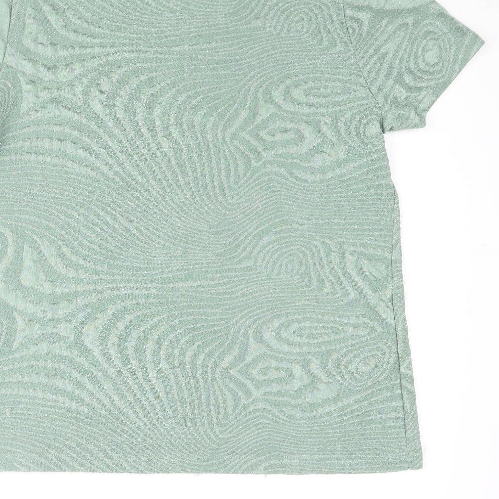 Anna Rose Womens Gold Polyester Basic T-Shirt Size L Round Neck