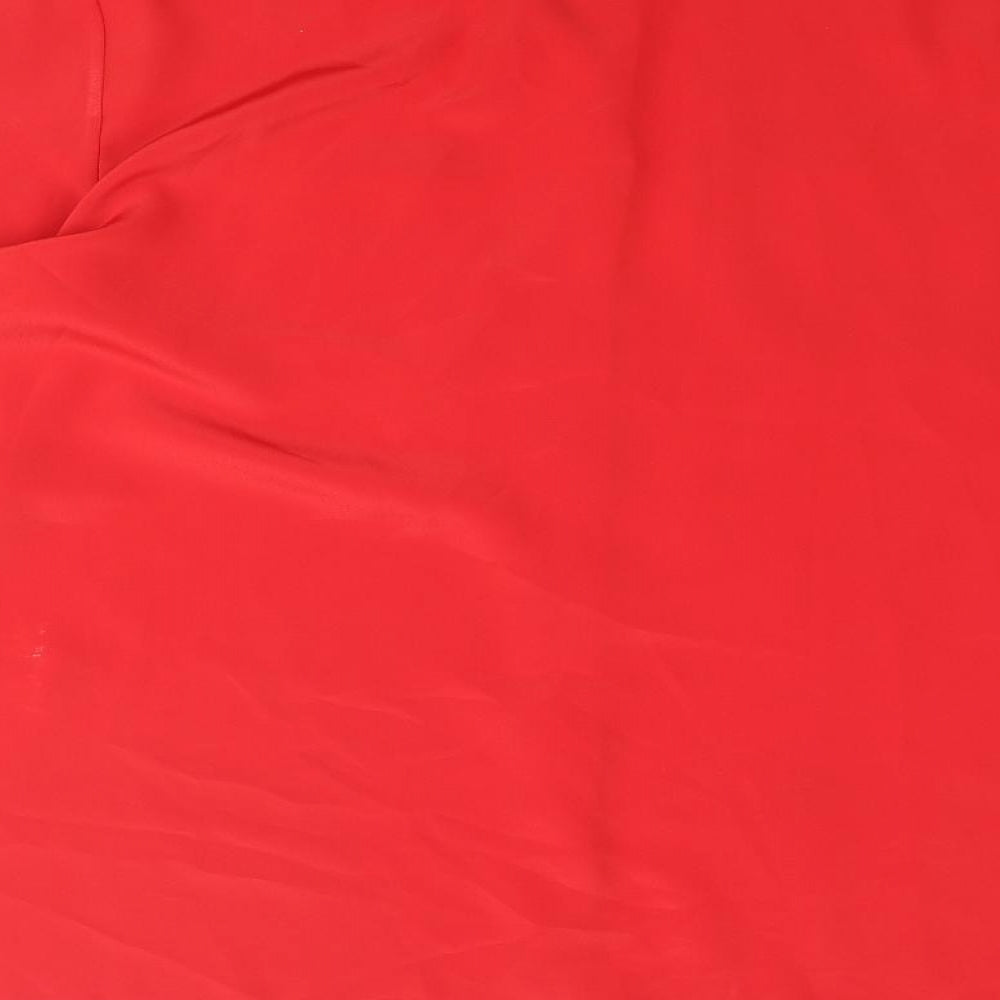 St Michael Womens Red Polyester Basic Button-Up Size 16 Collared
