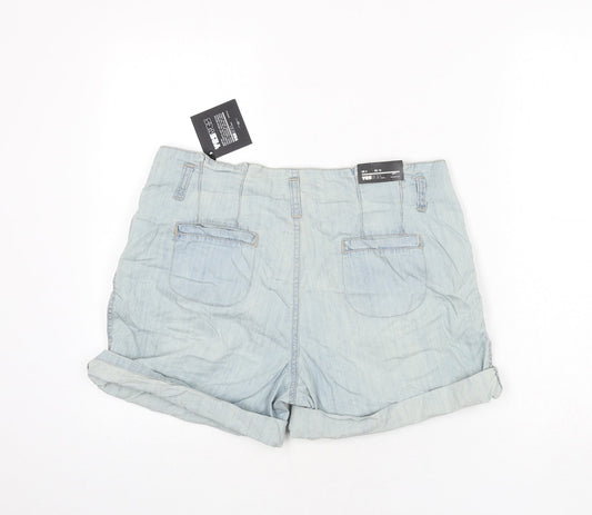 YesYes Womens Blue Cotton Paperbag Shorts Size 8 L3 in Regular Button