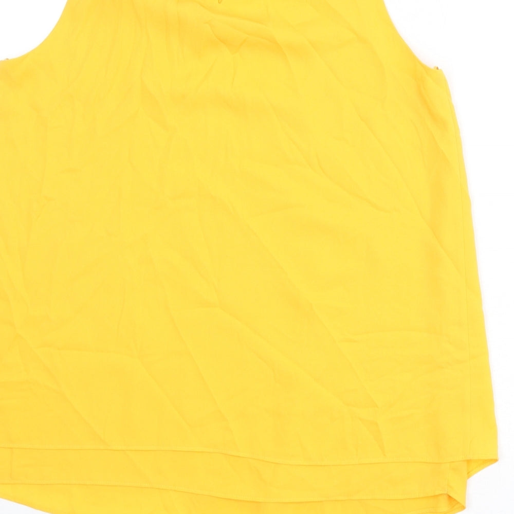 Brand and care label for Roman women’s orange polyester basic tank, size UK 10, round neck - asymmetric