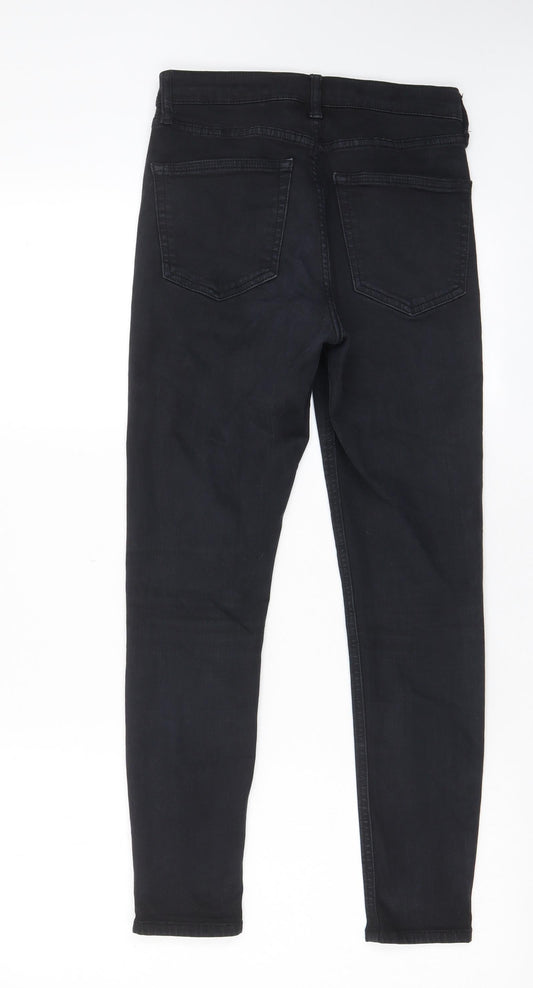 Topshop Womens Black Cotton Skinny Jeans Size 28 in L30 in Regular Zip - Pockets, Belt Loops