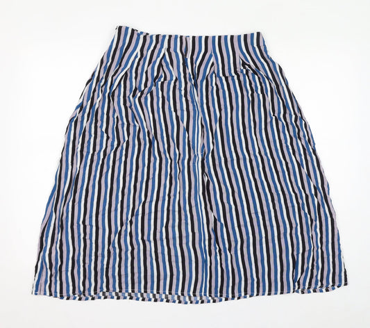 Sweewë Womens Multicoloured Striped Polyester A-Line Skirt Size L Zip