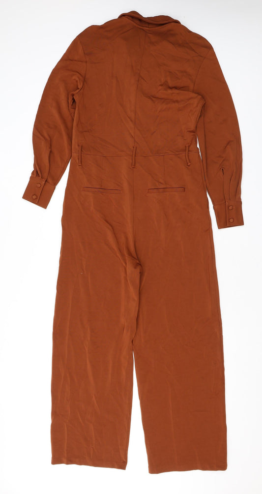 & Other Stories Womens Brown Polyester Jumpsuit One-Piece Size 6 L25 in Button