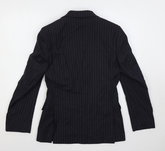 Moss 1851 Mens Blue Striped Wool Jacket Suit Jacket Size 34 Regular