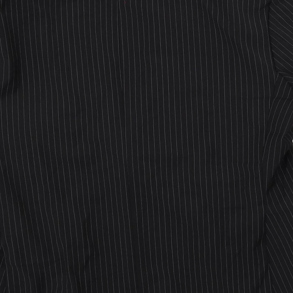 Brand and care label for Autograph men’s black striped wool jacket suit jacket, size 44, regular