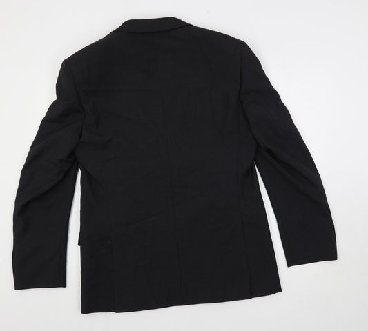 Marks and Spencer Mens Black Striped Polyester Jacket Suit Jacket Size 40 Regular