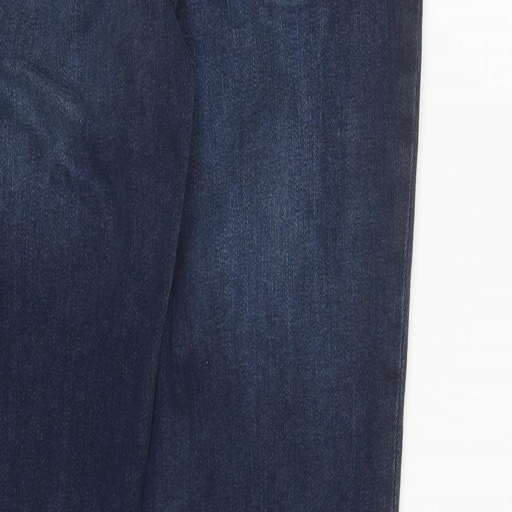 Pull&Bear Mens Blue Cotton Skinny Jeans Size 30 in L30 in Regular Zip
