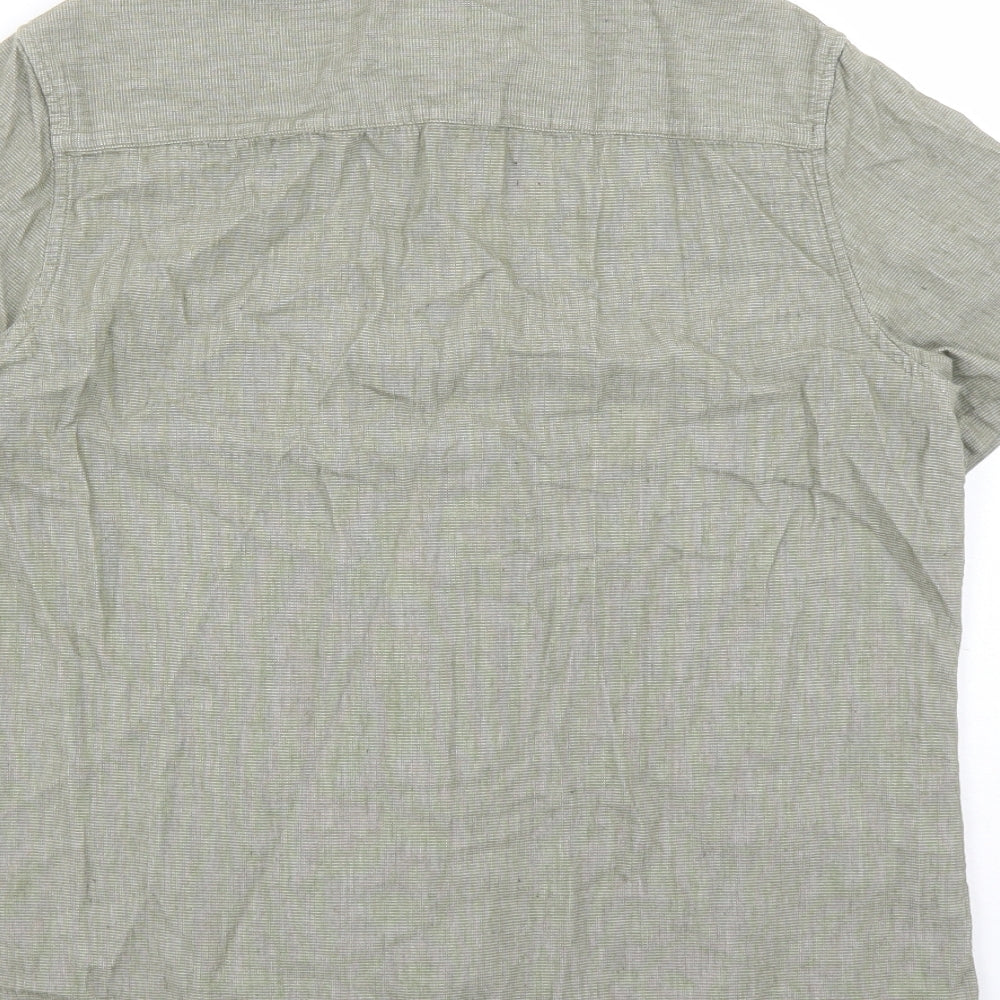 Burton Mens Green Cotton Button-Up Size L Collared Button