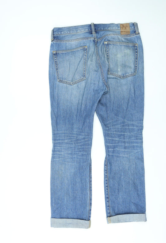 Gap Womens Blue Cotton Tapered Jeans Size 32 in L30 in Regular Zip