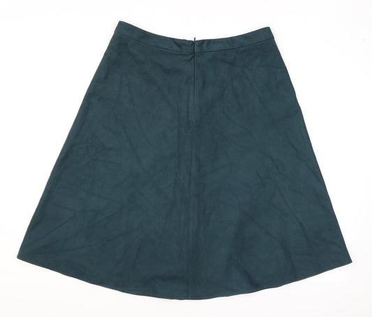 Marks and Spencer Womens Green Polyester Swing Skirt Size 14 Zip