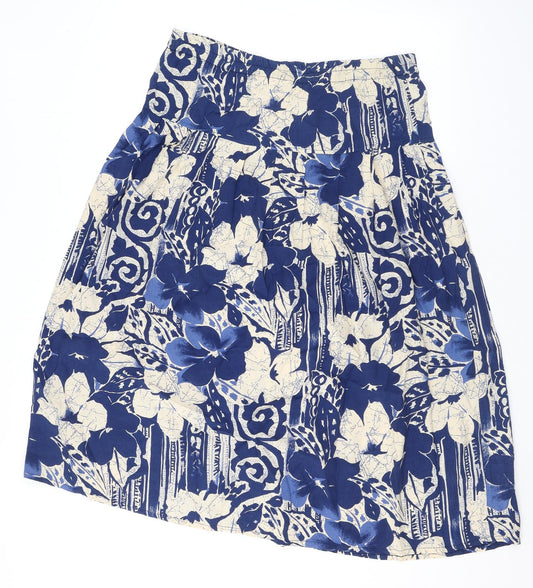 Hamells Womens Blue Geometric Viscose A-Line Skirt Size 10