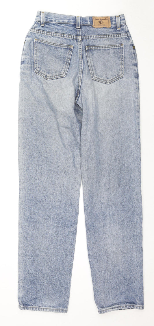 JAVA Womens Blue Cotton Straight Jeans Size 10 L30 in Regular Zip
