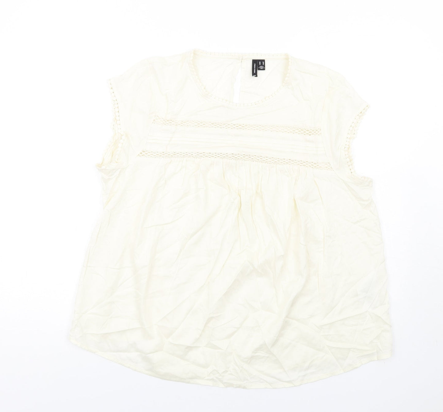 VERO MODA Womens Ivory Viscose Basic Blouse Size 18 Round Neck