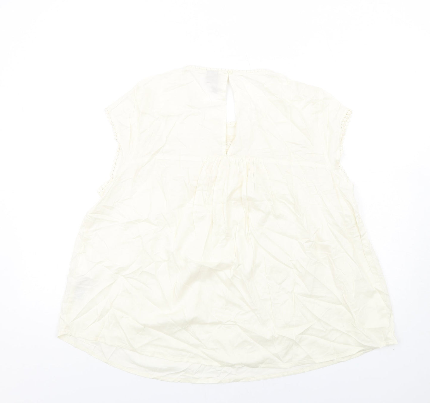 VERO MODA Womens Ivory Viscose Basic Blouse Size 18 Round Neck