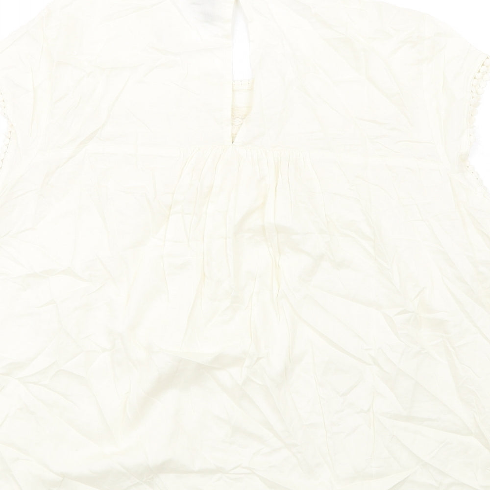 VERO MODA Womens Ivory Viscose Basic Blouse Size 18 Round Neck