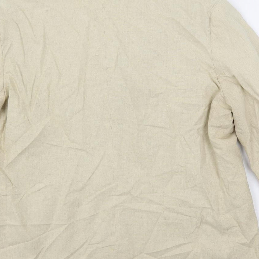 Brand and care label for Fashion Inc women’s beige jacket blazer, size UK 16, button