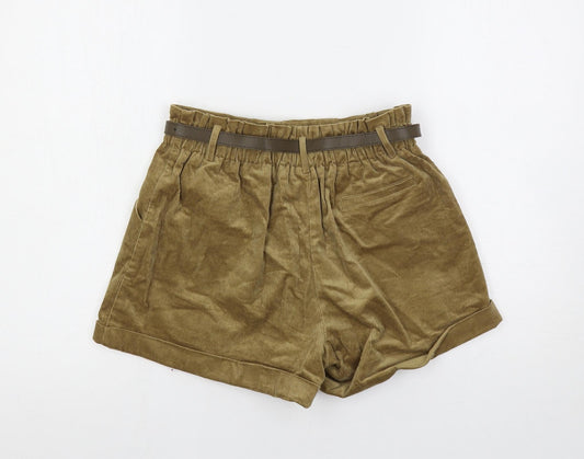 Cider Womens Brown Polyester Hot Pants Shorts Size M L3 in Regular Zip - Belted